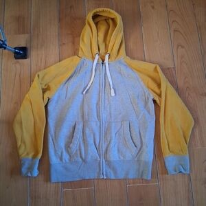 Roebuck & Co Hoodie Mens Adult L Gray & Yellow Full Zip Jacket Sweatershirt